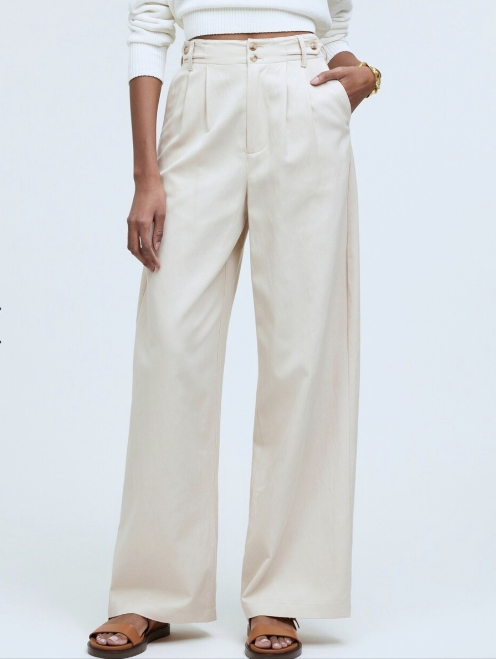 Madewell Wide-Leg Trousers in Cream
